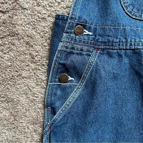 Big Mac Workwear 1970s Vintage Medium Wash Blue Denim Overalls 46x33 - Picture 5 of 11